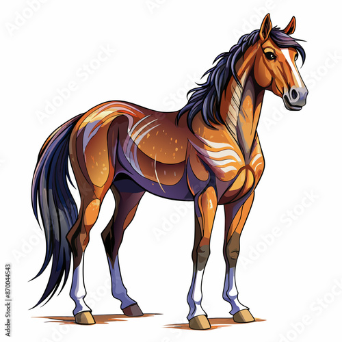 one horse full body ,real style, white background