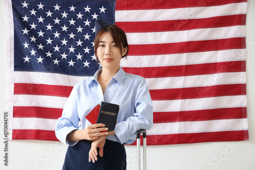 Female Asian stewardess wit...