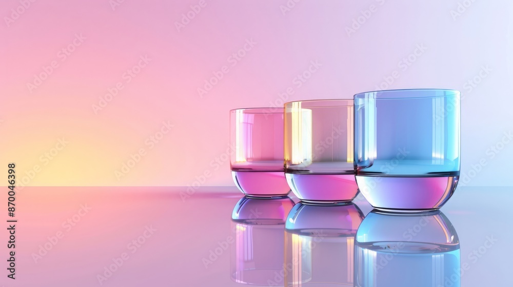 Transparent glass with gradient colors, 3d rendering. Computer digital drawing. Transparent glass with gradient colors, 3d rendering. Computer digital drawing.