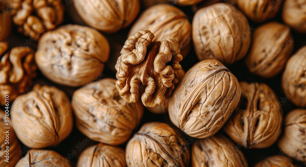 Close Up Image of Walnuts In Shell, Displaying Their Rough, Brown Texture Close Up Image of Walnuts In Shell, Displaying Their Rough, Brown Texture