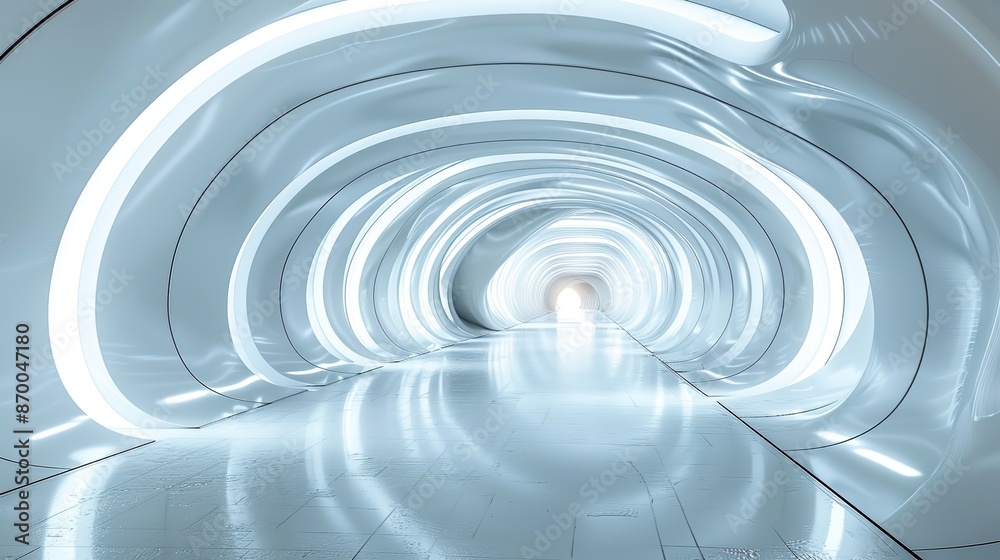 Futuristic Tunnel with Glowing White Light Futuristic Tunnel with Glowing White Light