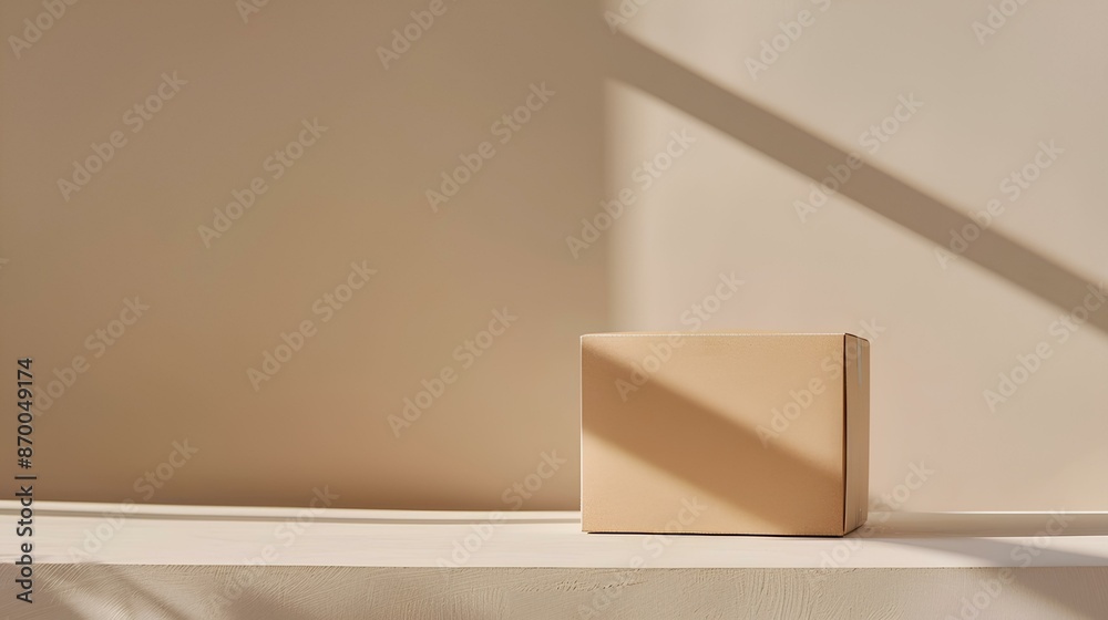 Minimalist Shipping Box - A serene image of a minimalist shipping box against a soft, pastel background, highlighting simplicity and elegance in design. Minimalist Shipping Box - A serene image of a minimalist shipping box against a soft, pastel background, highlighting simplicity and elegance in design.