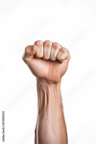 Powerful Image of a Firmly Clenched Fist Raised High to Represent Determination and Solidarity
