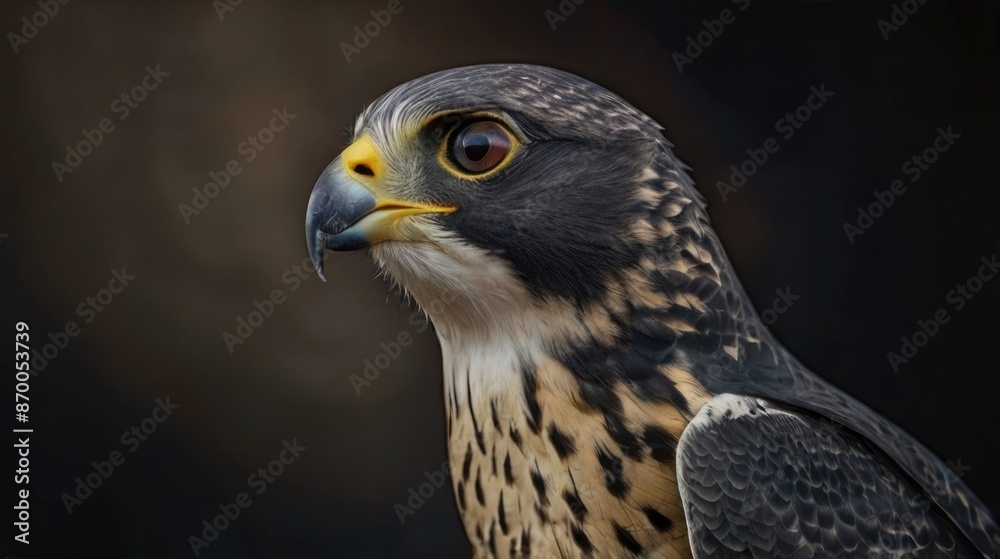 a close-up of a peregrine falcon on a black background a close-up of a peregrine falcon on a black background