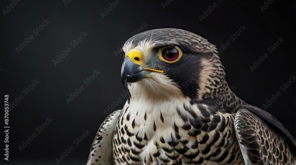 a close-up of a peregrine falcon on a black background a close-up of a peregrine falcon on a black background