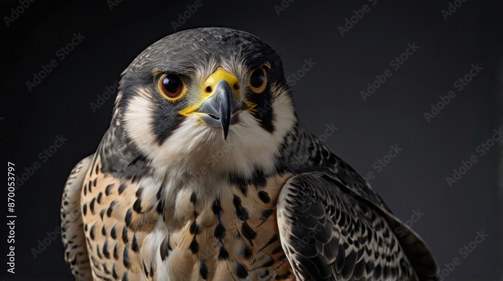 a close-up of a peregrine falcon on a black background a close-up of a peregrine falcon on a black background