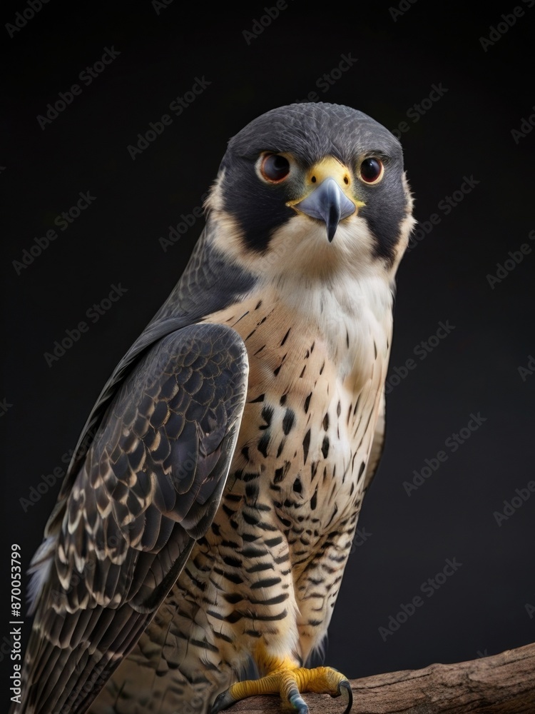 a close-up of a peregrine falcon on a black background a close-up of a peregrine falcon on a black background