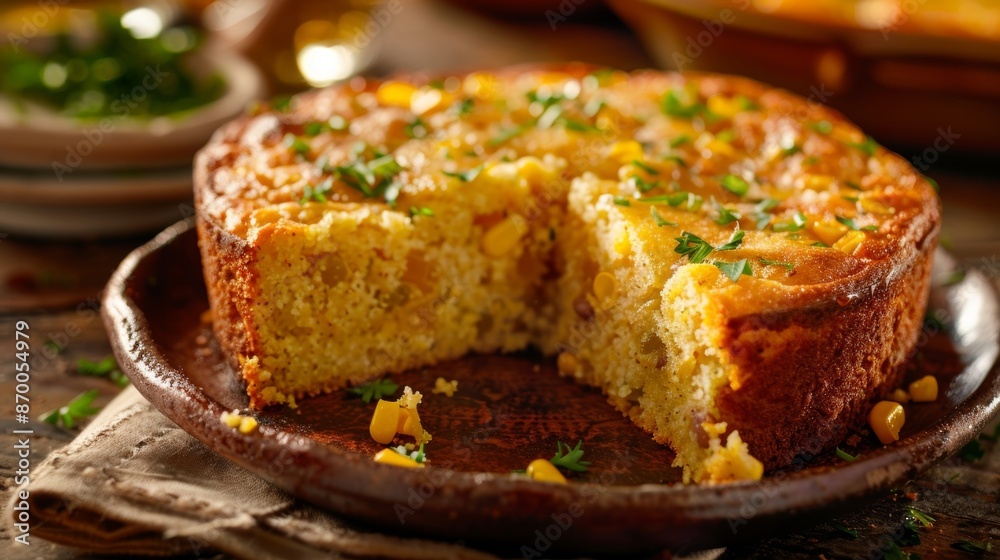 A warm slice of buckwheat cornbread fresh out of the oven perfect with a bowl of chili. A warm slice of buckwheat cornbread fresh out of the oven perfect with a bowl of chili.