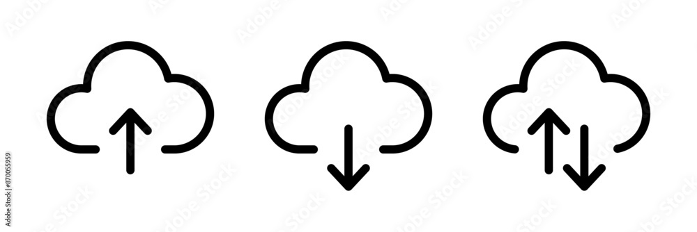 Cloud download and upload icon set Cloud download and upload icon set
