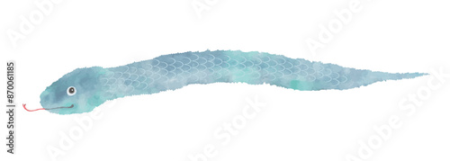 水彩で描いたかわいい蛇