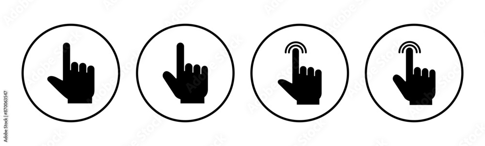 Hand click icon set. pointer icon vector. hand cursor icon vector Hand click icon set. pointer icon vector. hand cursor icon vector