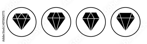 Diamond icon set. diamond gems vector icon.