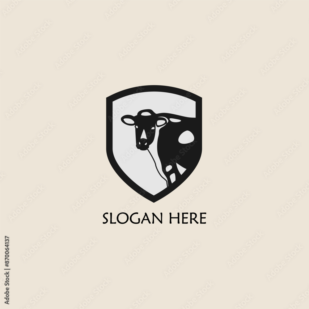 Cattle shield adventure badge logo vector graphic illustration on background Cattle shield adventure badge logo vector graphic illustration on background