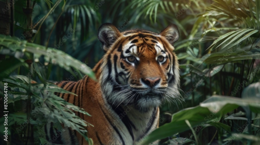 a tiger in the dense jungle