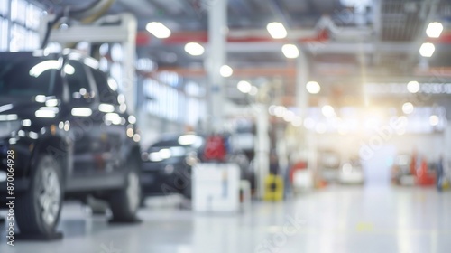 Wallpaper Mural blurred background of succesfull modern automotive repair shop with cars. Generative ai  Torontodigital.ca