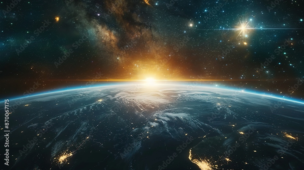 Obraz premium Earthrise Over the Milky Way