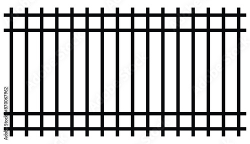 black and white icon  prison metal bars isolated on a white background. Iron jail cage template for criminal or sentencing designs