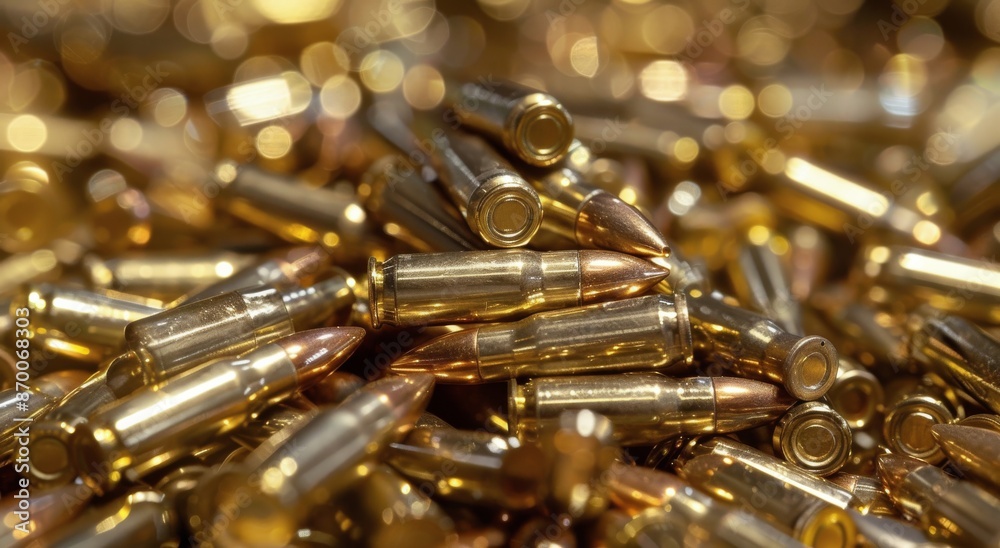 Close-Up View of Brass Bullet Casings Close-Up View of Brass Bullet Casings