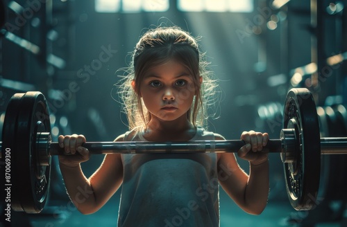 Young Girl Lifting Weights in a Gym During a Workout