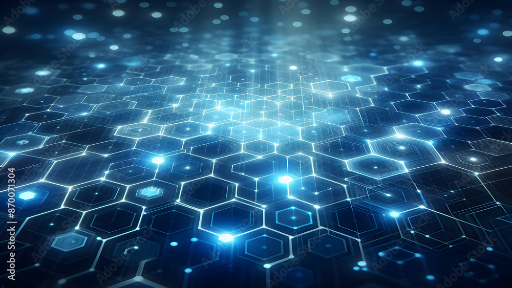 Blue hexagons abstract background with blue lights Blue hexagons abstract background with blue lights