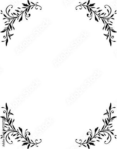 Floral wedding borders frame. Ornate botanical frame. 