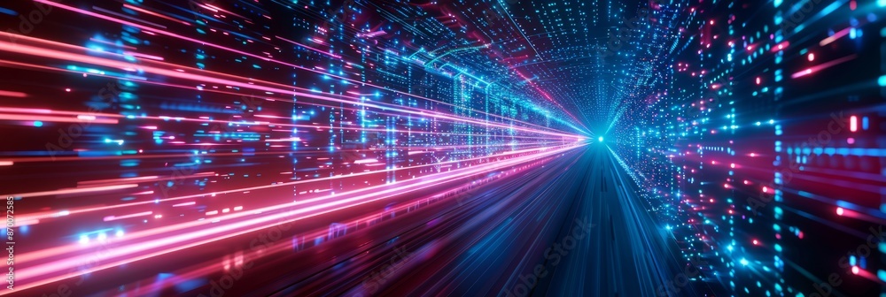 Abstract futuristic technology abstract background with lines for network, big data, data center, server, internet, speed. dark blue and pink neon lights into digital technology tunnel Abstract futuristic technology abstract background with lines for network, big data, data center, server, internet, speed. dark blue and pink neon lights into digital technology tunnel