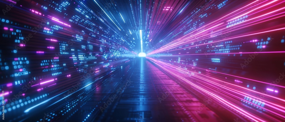 Abstract futuristic technology abstract background with lines for network, big data, data center, server, internet, speed. dark blue and pink neon lights into digital technology tunnel Abstract futuristic technology abstract background with lines for network, big data, data center, server, internet, speed. dark blue and pink neon lights into digital technology tunnel