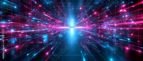 Wallpaper Mural Abstract futuristic technology abstract background with lines for network, big data, data center, server, internet, speed. dark blue and pink neon lights into digital technology tunnel  Torontodigital.ca