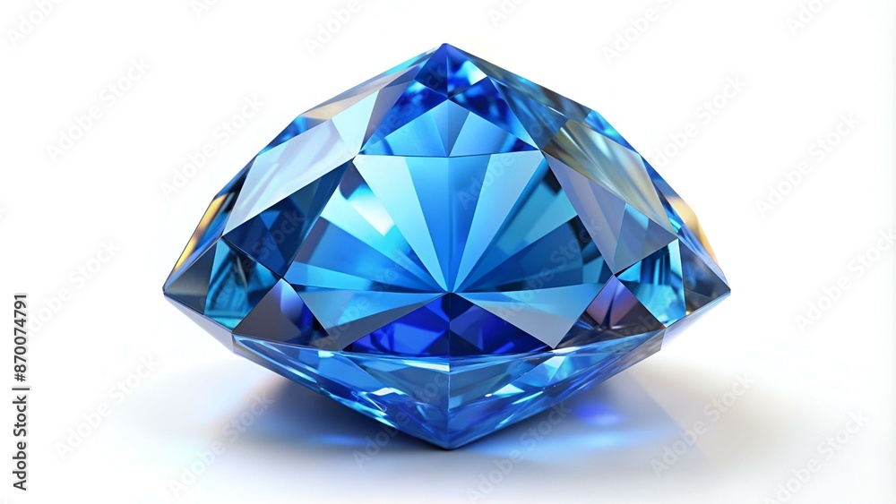luxury blue crystal isolated on a white background 3d render luxury blue crystal isolated on a white background 3d render