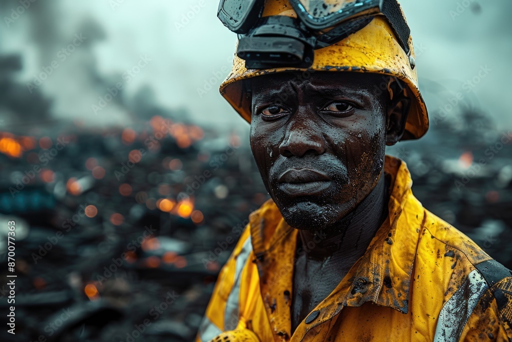 Fototapeta premium An emotional spectacle of the destructive power of a natural cataclysm, a deep perception of the elements and their impact, a fascinating look at destruction and its consequences