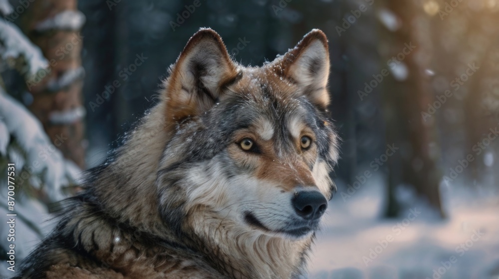 a wolf is standing in the snow a wolf is standing in the snow
