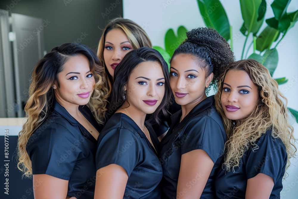 Obraz premium Photography of aesthetic Dominican Republic team therapists in beauty center.