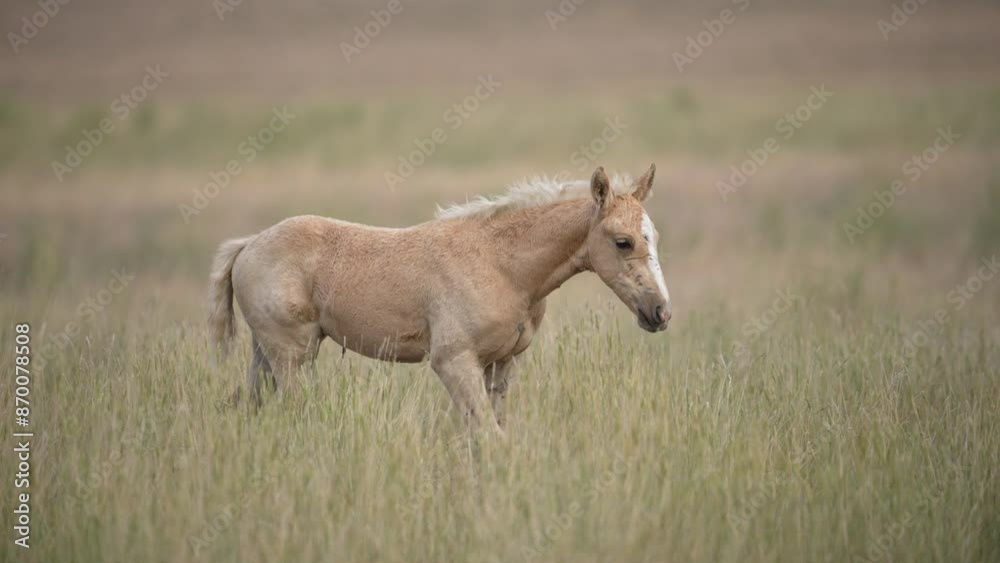 Wild Horse fowl walking through the desert grass in slow motion through Utah. Wild Horse fowl walking through the desert grass in slow motion through Utah.