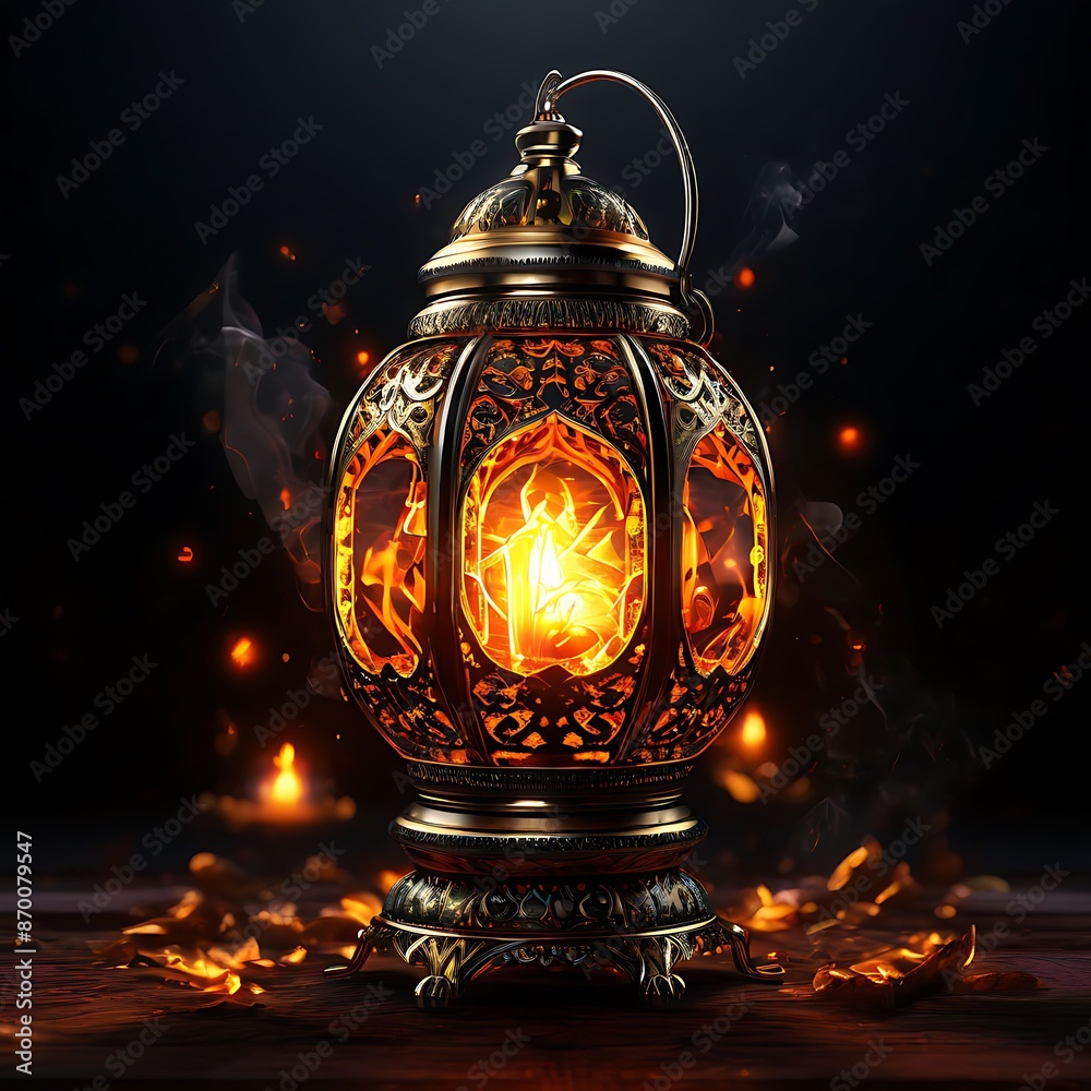 Ornate Ramadan Lantern with intricate designs and glowing light source. Concept for Islamic holidays, Ramadan Kareem, Eid Mubarak, or religious celebration Ornate Ramadan Lantern with intricate designs and glowing light source. Concept for Islamic holidays, Ramadan Kareem, Eid Mubarak, or religious celebration