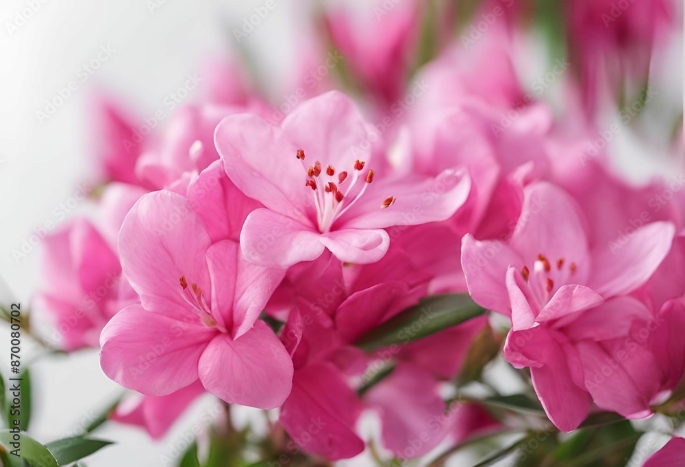 Φωτογραφία Close-up of vibrant pink flowers with green leaves against a soft background