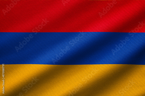 Digital illustration of the flag of Armenia with a waving texture