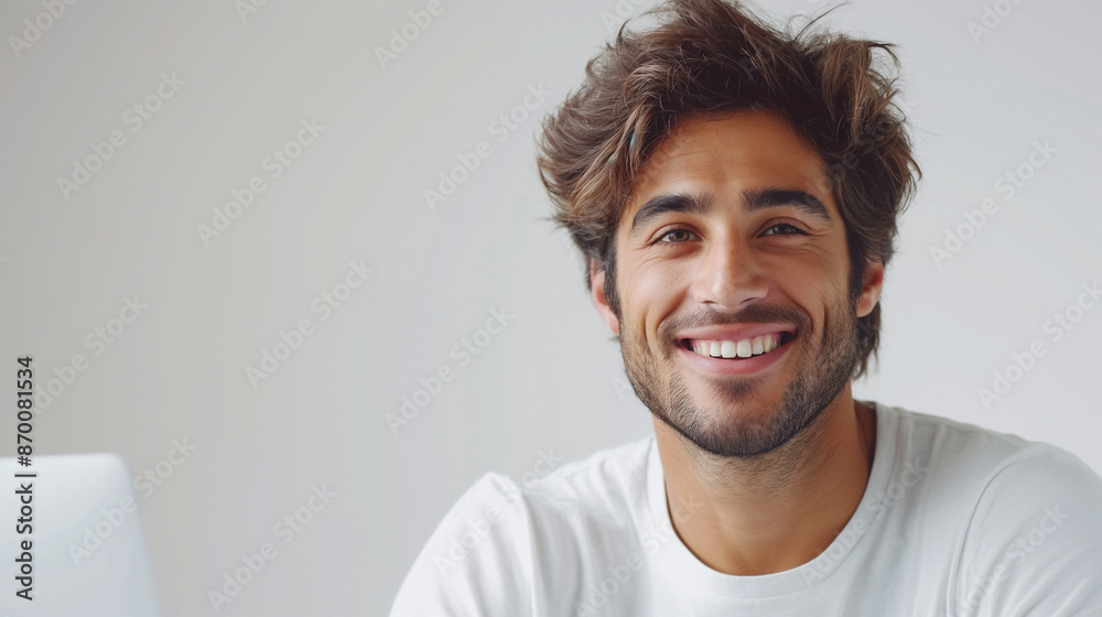 Delighted Male Tech Employee Typing on Keyboard Delighted Male Tech Employee Typing on Keyboard