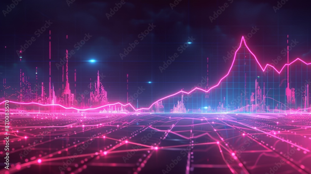 Stock Market Background with Line Graph Showing Market Growth Stock Market Background with Line Graph Showing Market Growth