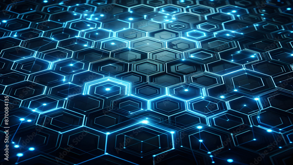 Blue hexagons abstract background with blue lights Blue hexagons abstract background with blue lights