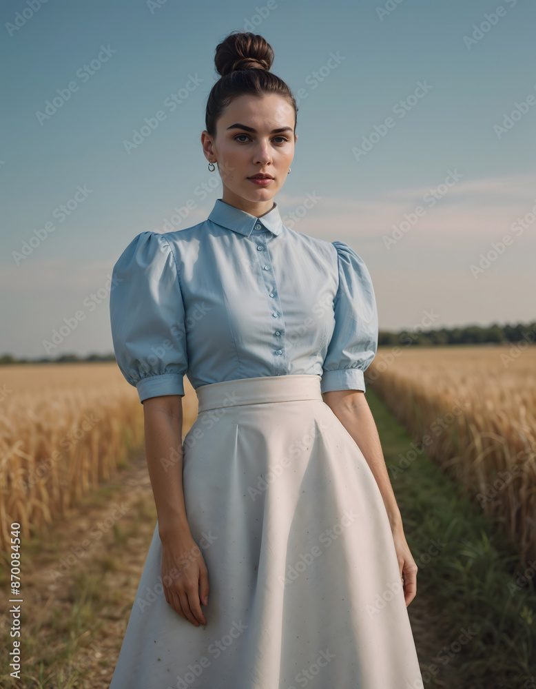 woman in an open field