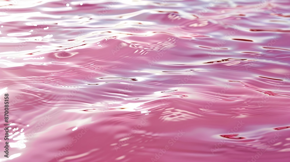 Closeup of pink transparent clear calm water surface texture with splashes and bubbles. Trendy abstract summer nature background. Coral colored waves in sunlight. Copy space Closeup of pink transparent clear calm water surface texture with splashes and bubbles. Trendy abstract summer nature background. Coral colored waves in sunlight. Copy space