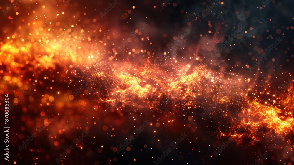 Fiery Explosion: Abstract Background with Fire Sparks and Smoke, Vector Illustration of Hell-like Bonfire and Orange Glow Fiery Explosion: Abstract Background with Fire Sparks and Smoke, Vector Illustration of Hell-like Bonfire and Orange Glow