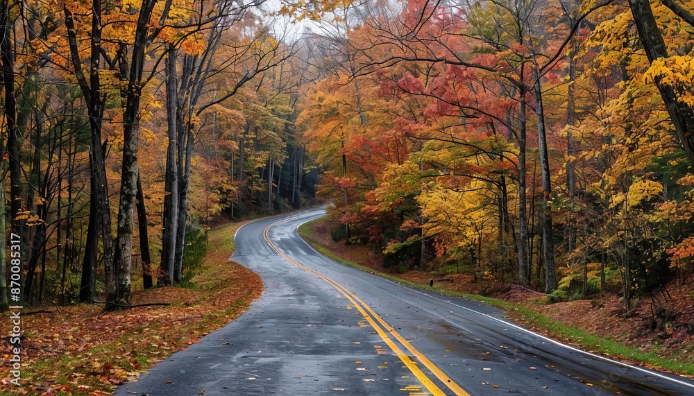 Autumn road trip with scenic views and colorful trees, Fall adventure, Natures journey Autumn road trip with scenic views and colorful trees, Fall adventure, Natures journey