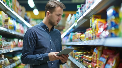 Wallpaper Mural A working manager overseeing supermarket operations, ensuring smooth efficiency in the store Torontodigital.ca