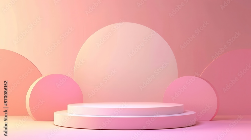 Stylish rounded podium against a pastel gradient backdrop, illustration background Stylish rounded podium against a pastel gradient backdrop, illustration background