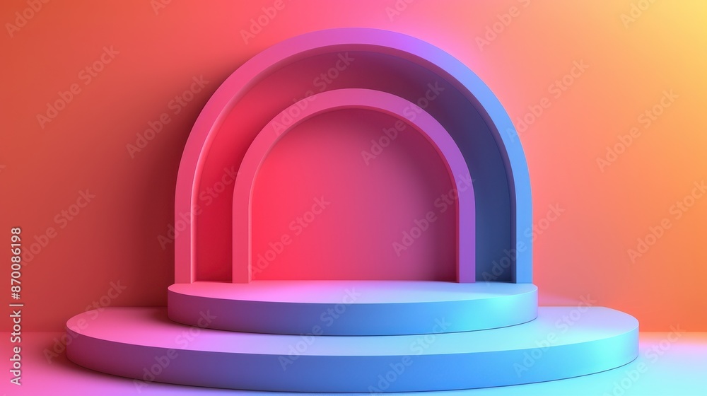 Sleek podium design with rounded corners on a gradient backdrop, illustration background Sleek podium design with rounded corners on a gradient backdrop, illustration background