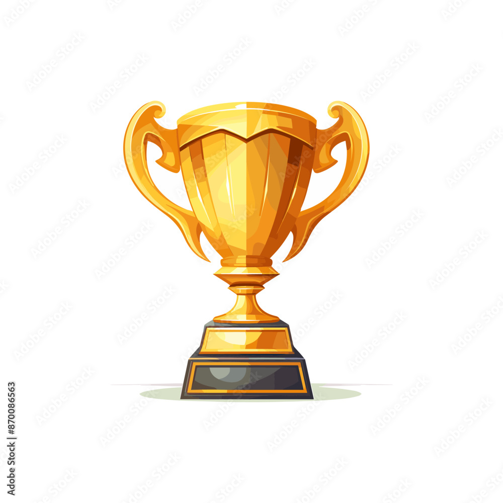 A trophy in a cartoon style, created using vector drawing for a simple and clean look, set against a white background A trophy in a cartoon style, created using vector drawing for a simple and clean look, set against a white background
