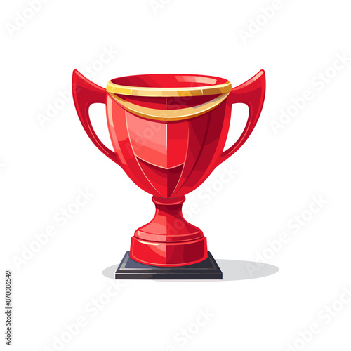 A trophy in a cartoon style, created using vector drawing for a simple and clean look, set against a white background