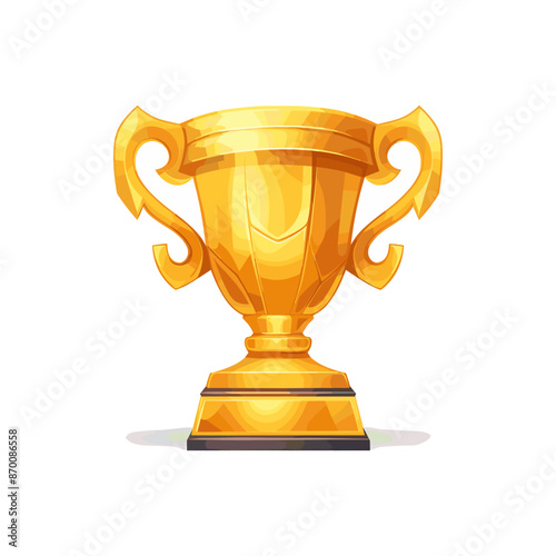 A trophy in a cartoon style, created using vector drawing for a simple and clean look, set against a white background