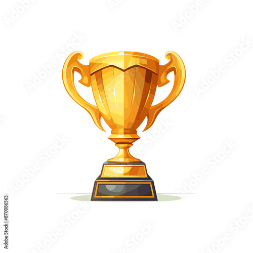 A trophy in a cartoon style, created using vector drawing for a simple and clean look, set against a white background